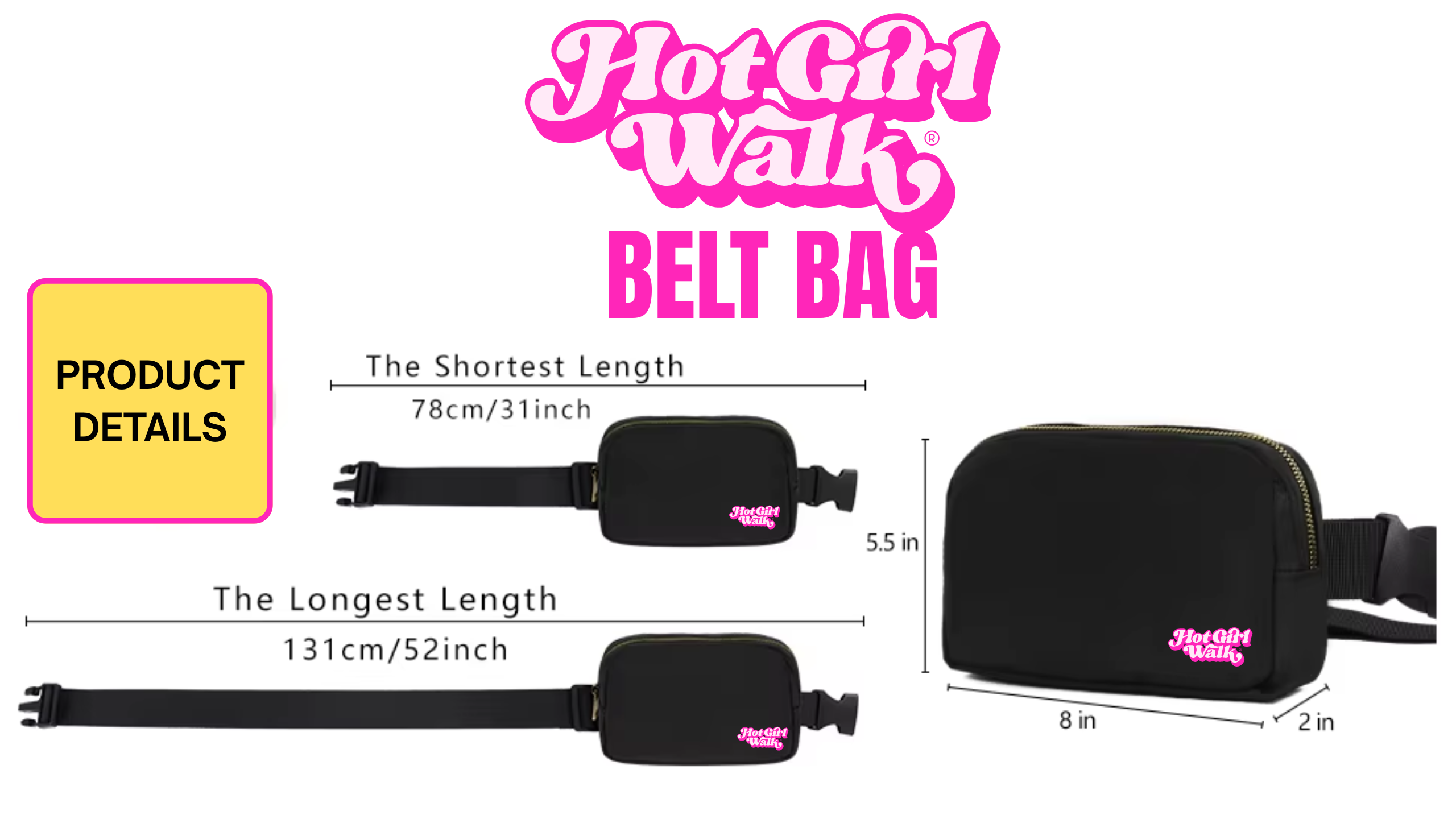Hot Girl Walk® Belt Bag - Fanny Pack - NEW
